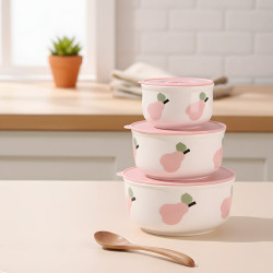 Metal Tupperware Set - 3 Pcs	